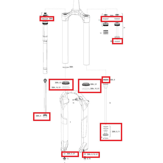 Комплект за поддръжка 200 ч/година ROCKSHOX PIKE/PIKE DJ SOLO AIR #00.4315.032.619