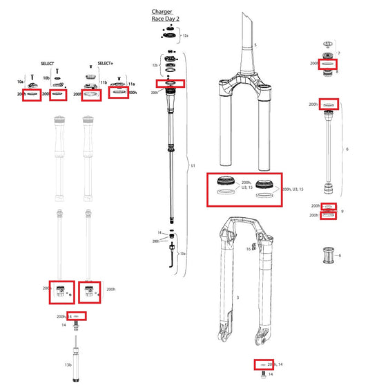 200 h/1 Vuosi Huoltosarja ROCKSHOX SID SL (32mm) BASE/SELECT/SELECT+/ULTIMATE (2021-2023) GEN-C