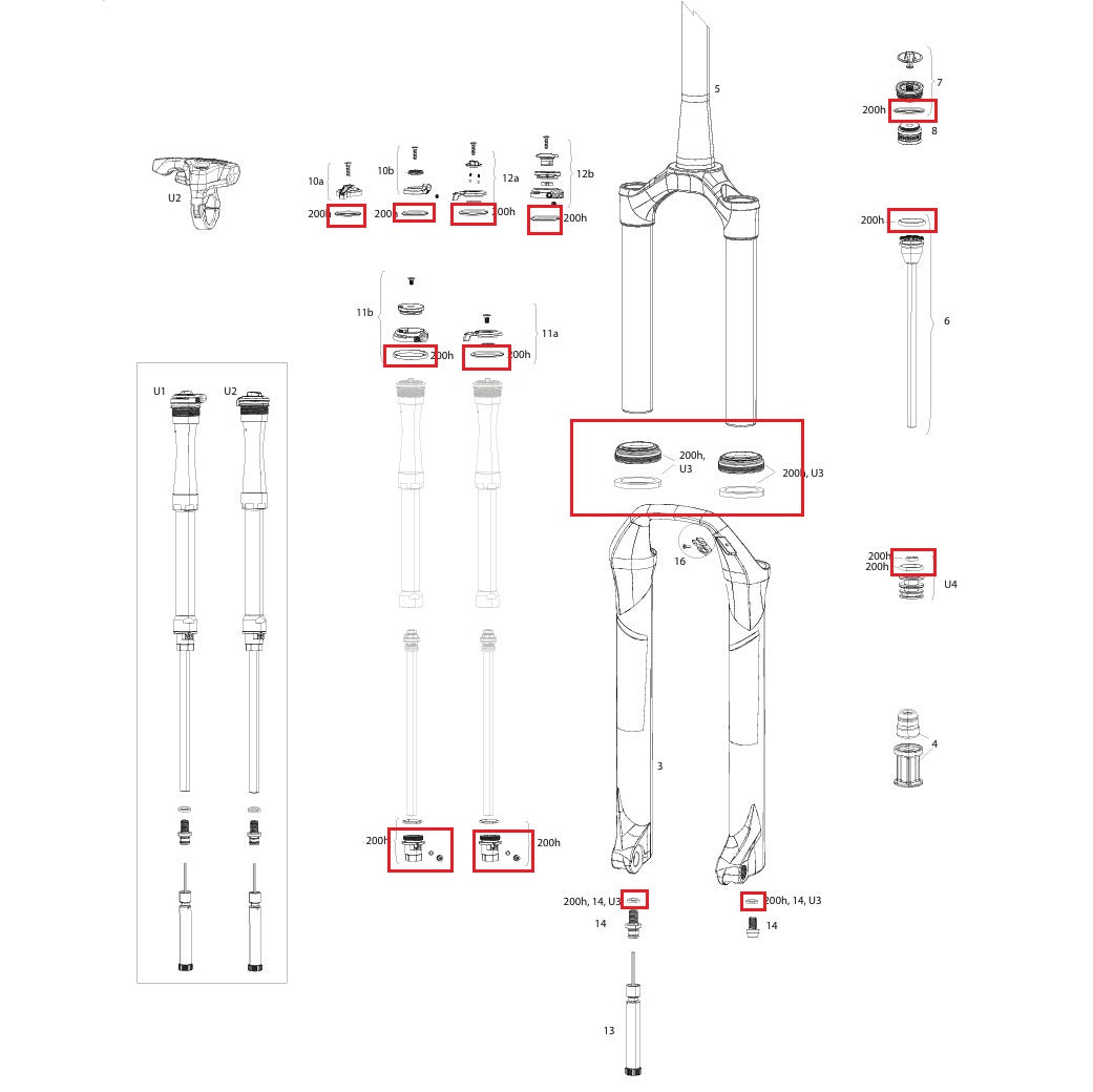 200h/Year Service Kit ROCKSHOX SID SL 32mm/RL/RLC/XX/SELECT/SELECT+/ULT (2017-2020) Gen-B