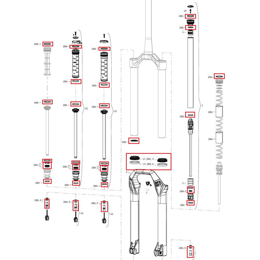 Underhållskit 200 h/År ROCKSHOX PSYLO Silver (2025+) Generation A