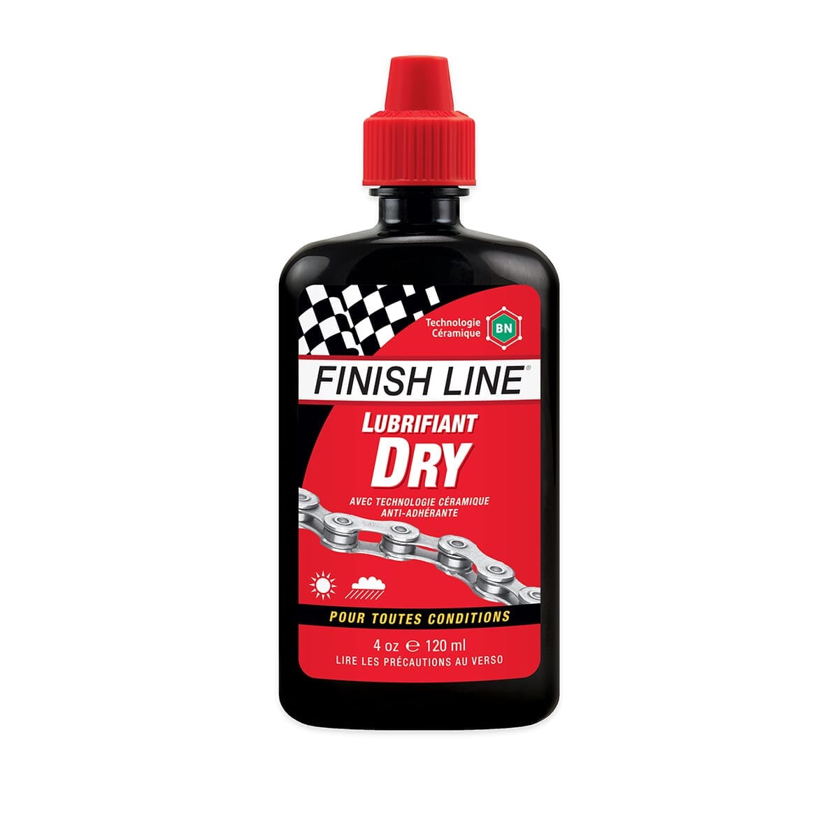 FINISH LINE DRY LUBE Chain Lubricant in Drip Bottle - All Conditions (120 ml)