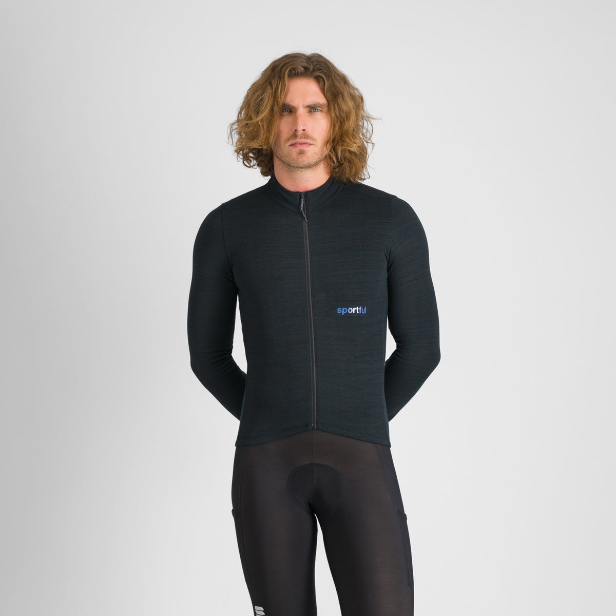 Sort SPORTFUL SUPERGIARA WOOL langærmet cykeltrøje