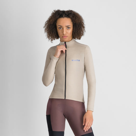 Dámský cyklistický dres SPORTFUL SUPERGIARA WOOL s dlouhým rukávem béžový