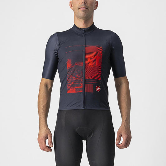 CASTELLI 13 SCREEN Shirt Korte Mouwen Blauw/Rood