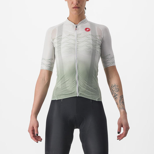 Maillot CASTELLI CLIMBER'S 2.0 W Dames Korte Mouwen Grijs/Groen