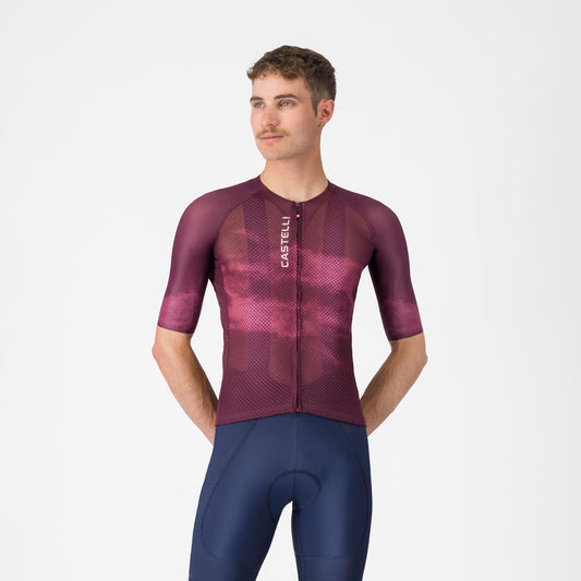 Wielershirt CASTELLI CLIMBER'S A/C Korte Mouwen Bordeaux