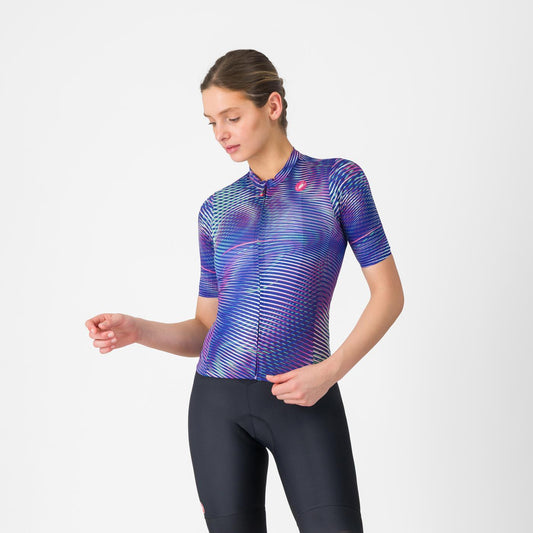 Wielershirt CASTELLI COSMIC VORTEX Dames Korte Mouwen Paars