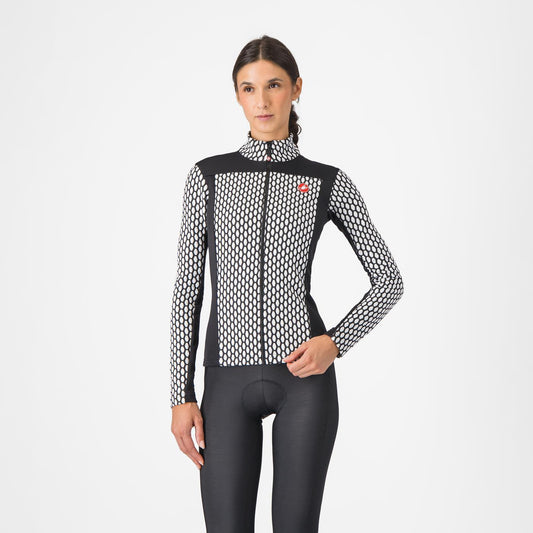 Maillot CASTELLI SFIDA 2 Dames Lange Mouwen Zwart/Wit