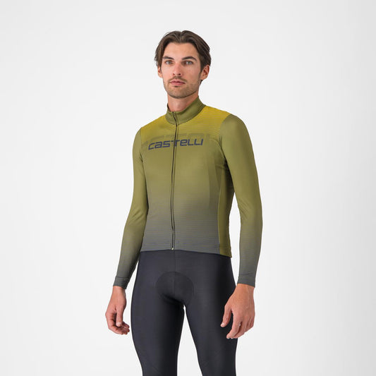 Wielershirt CASTELLLI APICE THERMAL Lange Mouwen Blauw/Mango Mojito