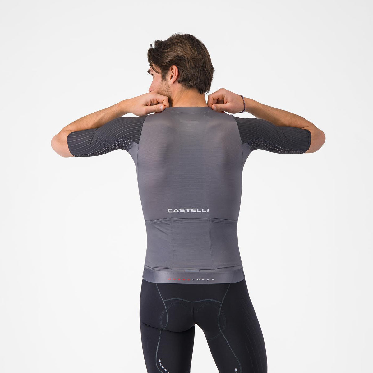 Pyöräilypaita CASTELLI AERO RACE 8S lyhyet hihat harmaa