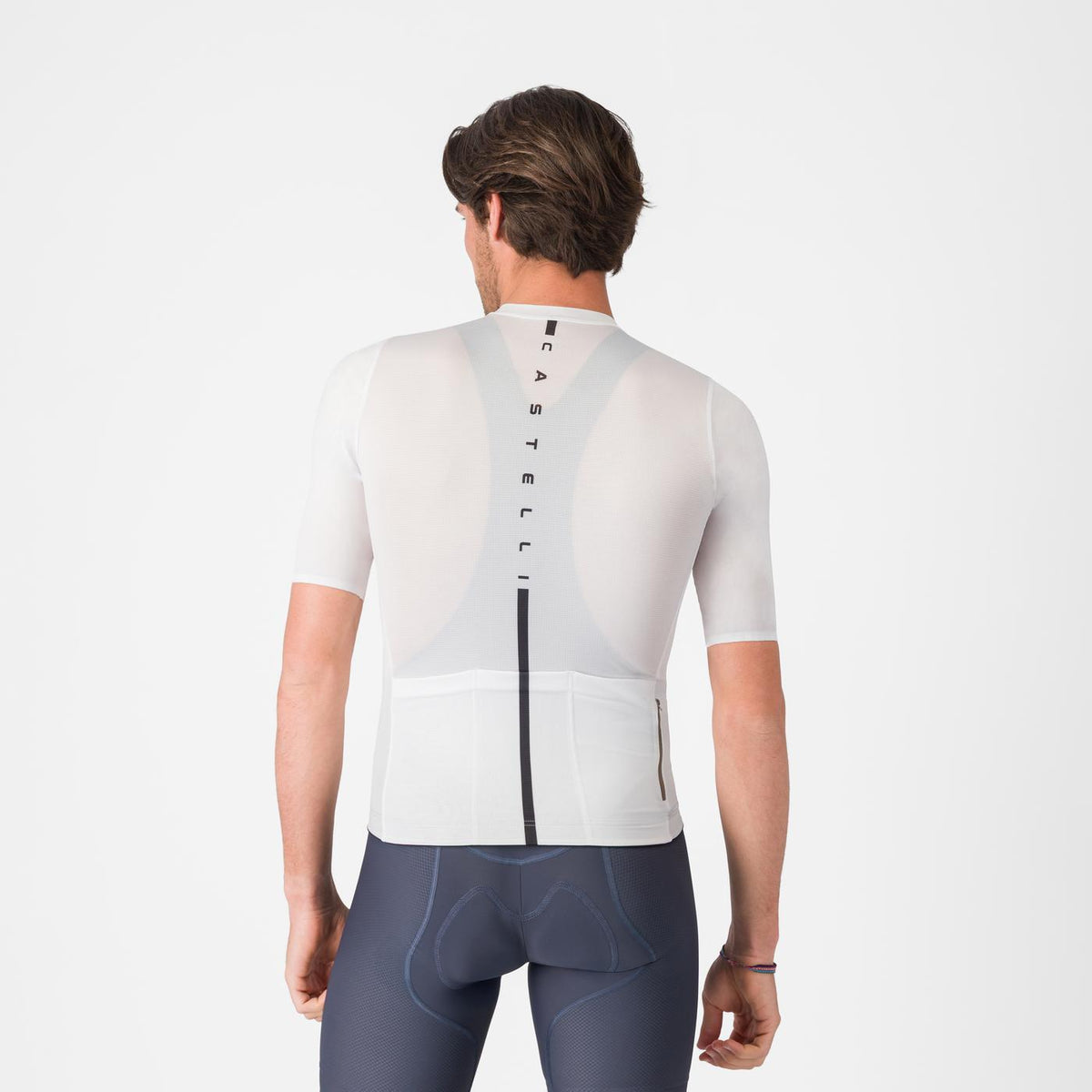 Wielershirt CASTELLI DRITTONE LOGO Korte Mouwen Wit