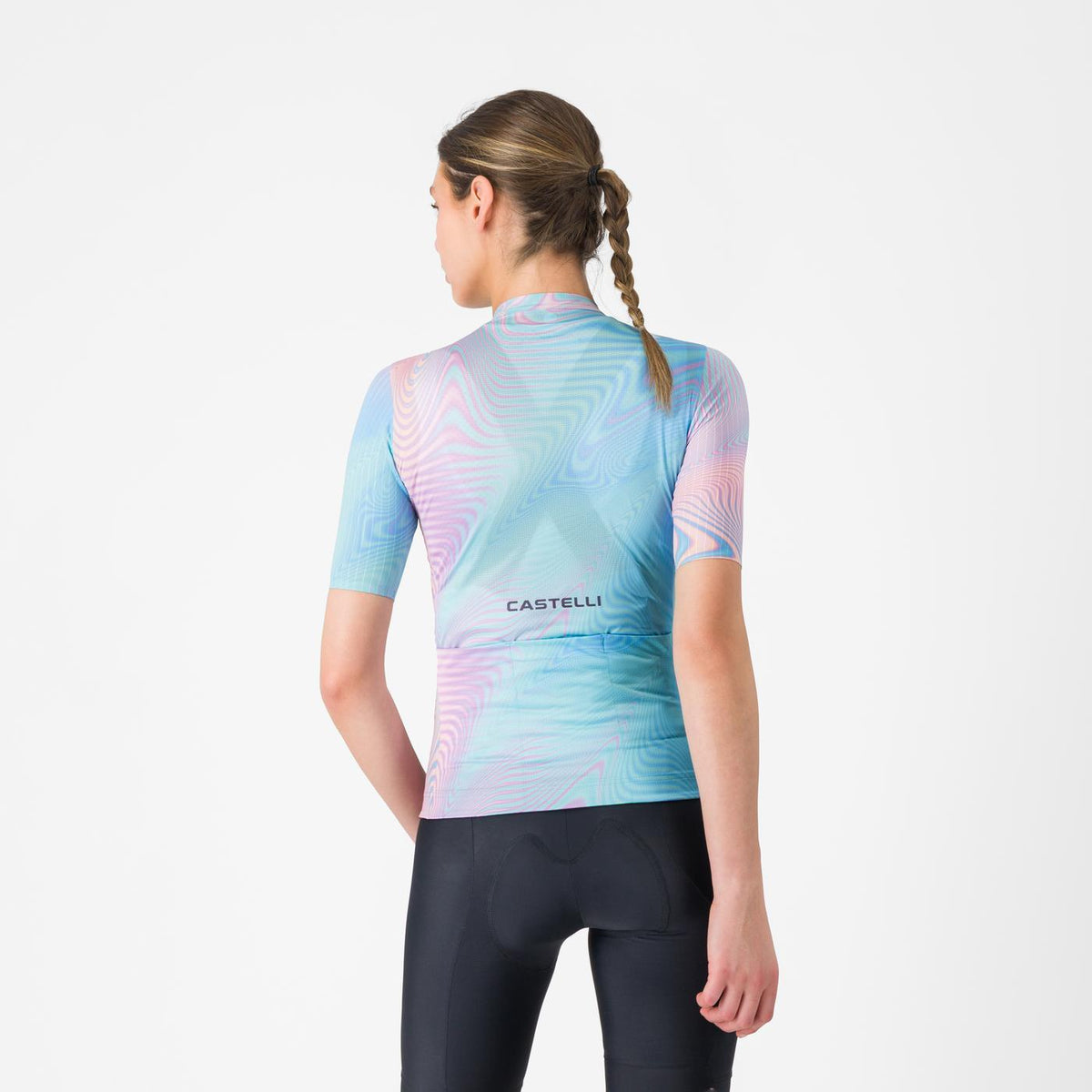 Wielershirt CASTELLI COSMIC VORTEX Dames Korte Mouwen Blauw/Roze