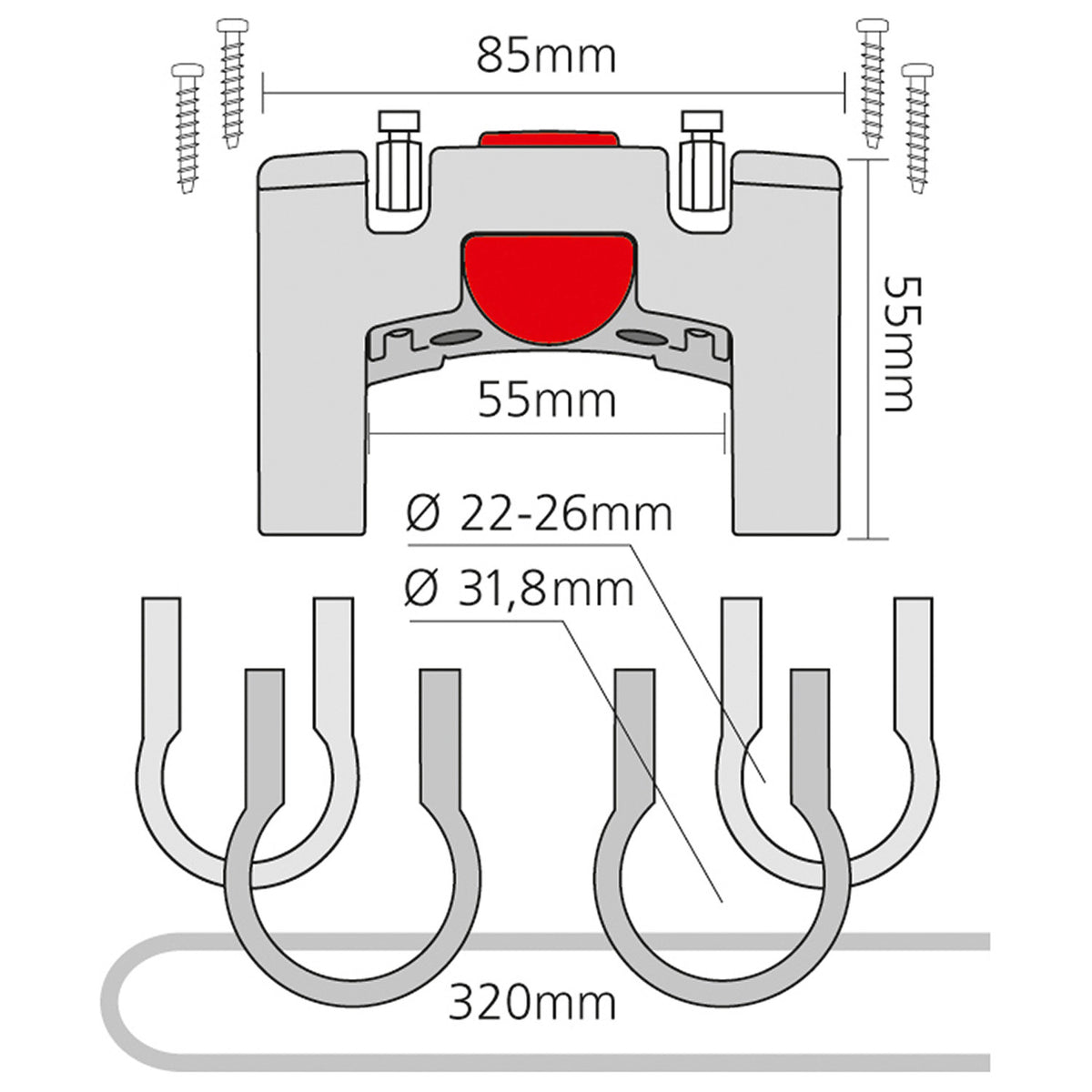 KLICKFIX Handlebar Mount for Ø22-26mm / 31.8mm
