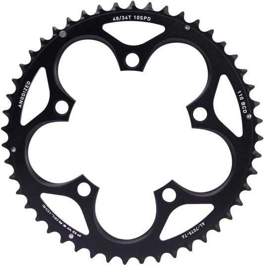 Melns alumīnija ārējais 10 ātrumu ķēdesrats SRAM Road 110 BCD GXP L-PIN