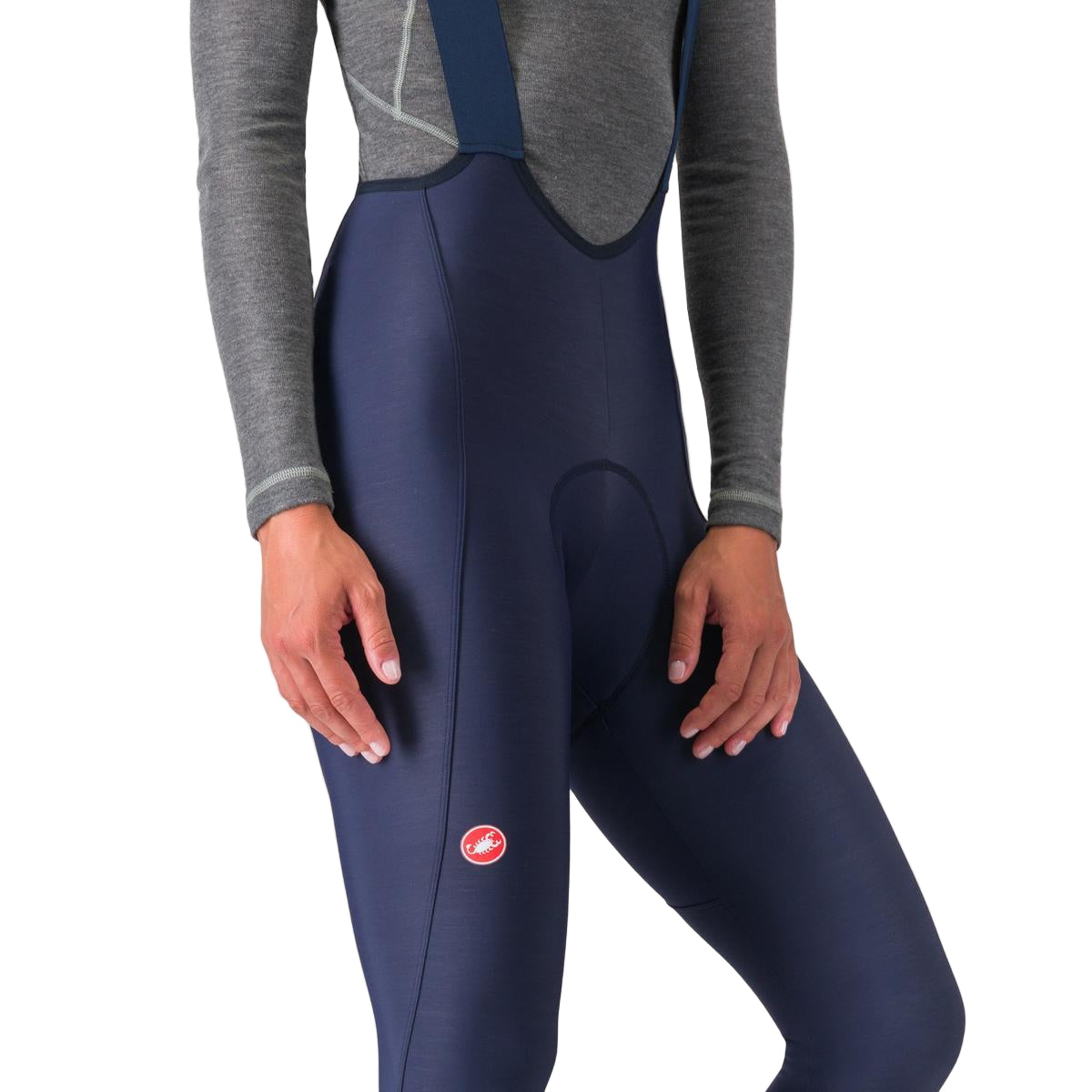 Lange fietsbroek met bretels CASTELLI ESPRESSO DT Dames Blauw