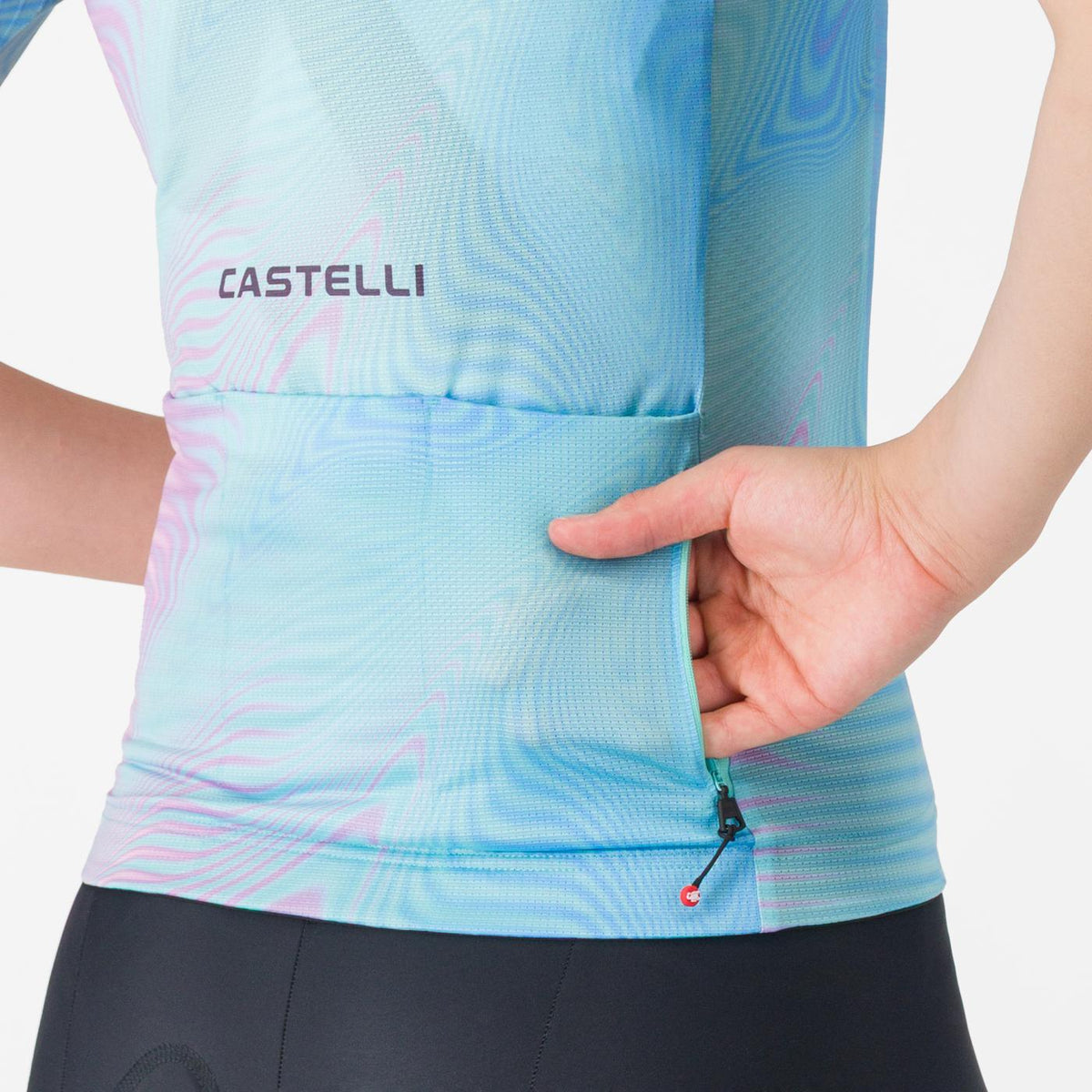 Wielershirt CASTELLI COSMIC VORTEX Dames Korte Mouwen Blauw/Roze