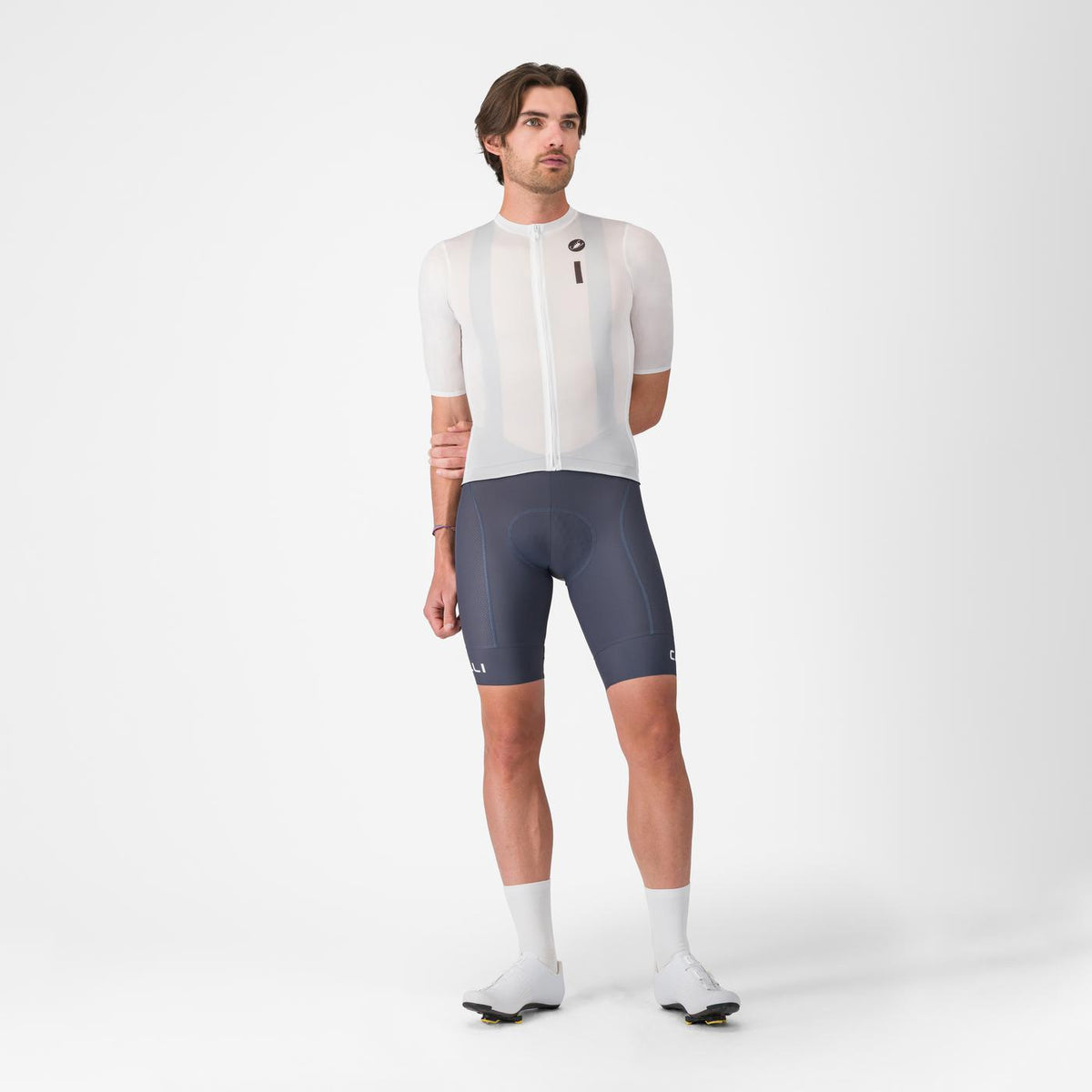 Wielershirt CASTELLI DRITTONE LOGO Korte Mouwen Wit