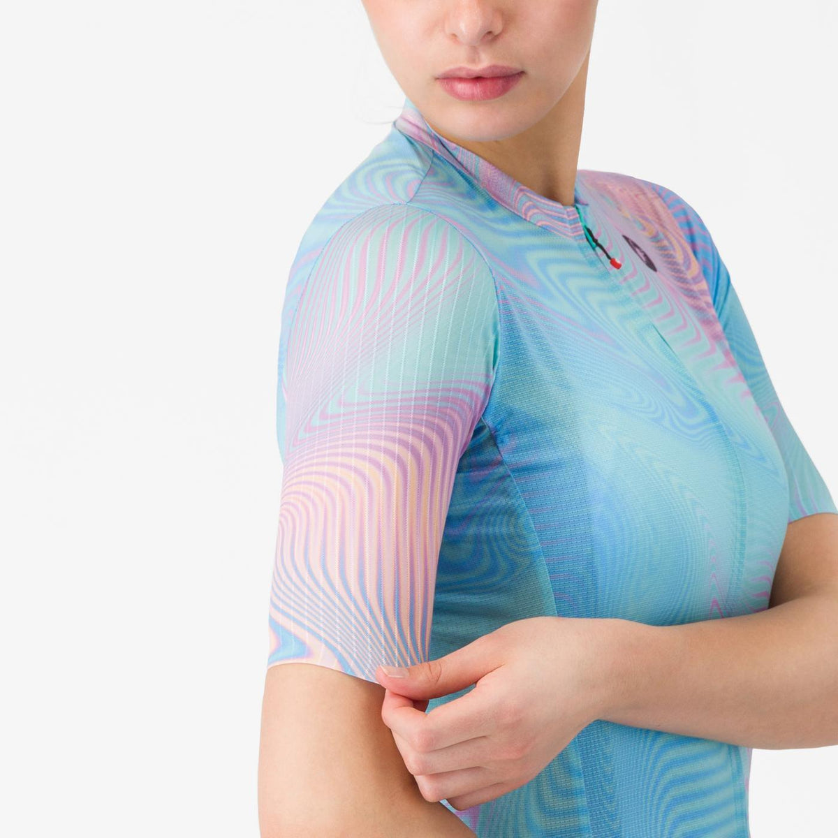 Wielershirt CASTELLI COSMIC VORTEX Dames Korte Mouwen Blauw/Roze