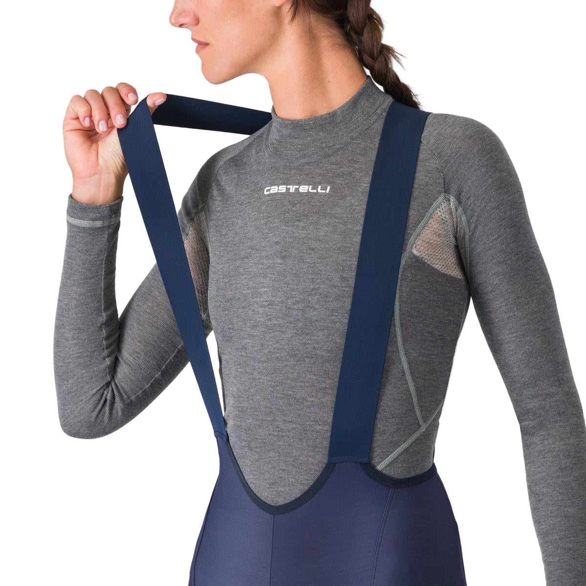 Lange fietsbroek met bretels CASTELLI ESPRESSO DT Dames Blauw