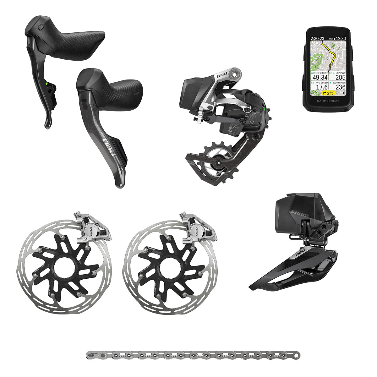 Mini-gruppe SRAM RED AXS E1 2X HAMMERHEAD KAROO