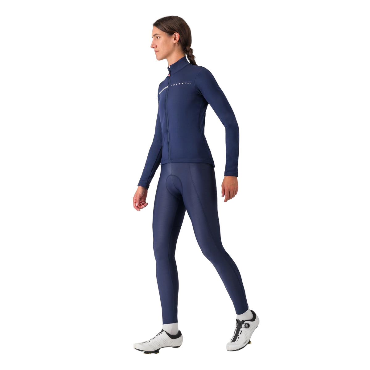 Lange fietsbroek met bretels CASTELLI ESPRESSO DT Dames Blauw