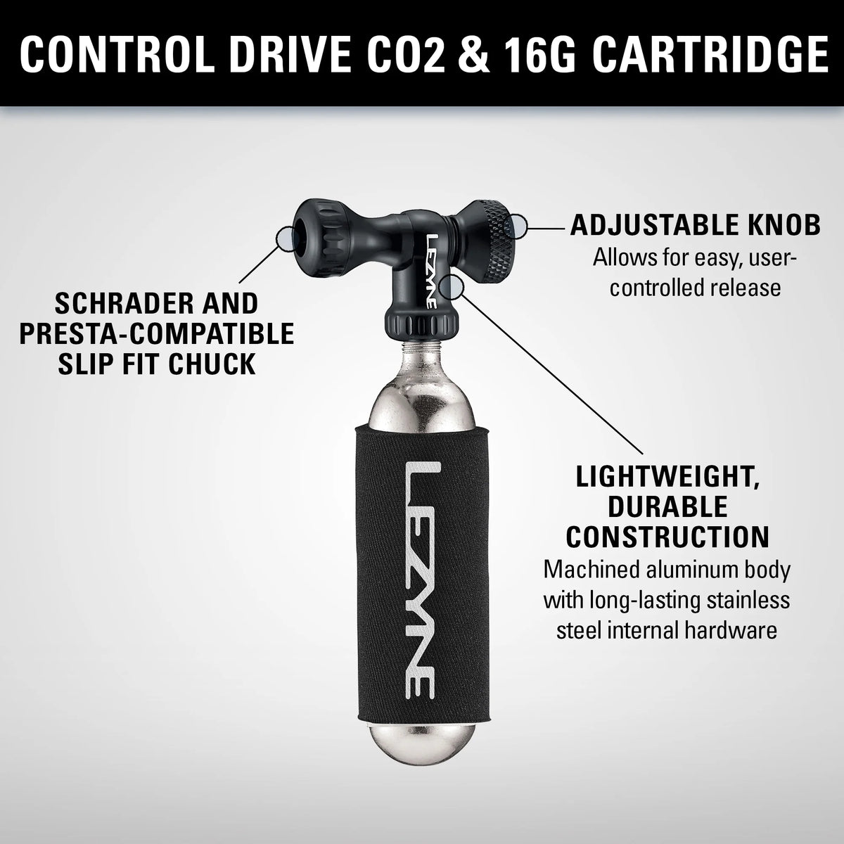 Nastavek za CO2 LEZYNE CONTROL DRIVE CO2, črn