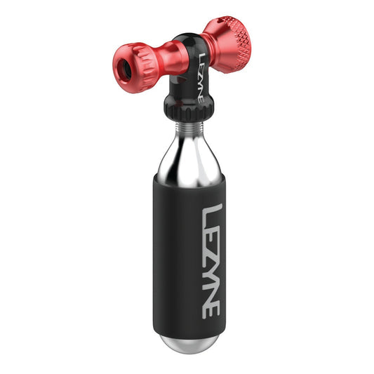 Cap de umflare cu CO2 LEZYNE CONTROL DRIVE + cartuș de CO2 filetat, roșu