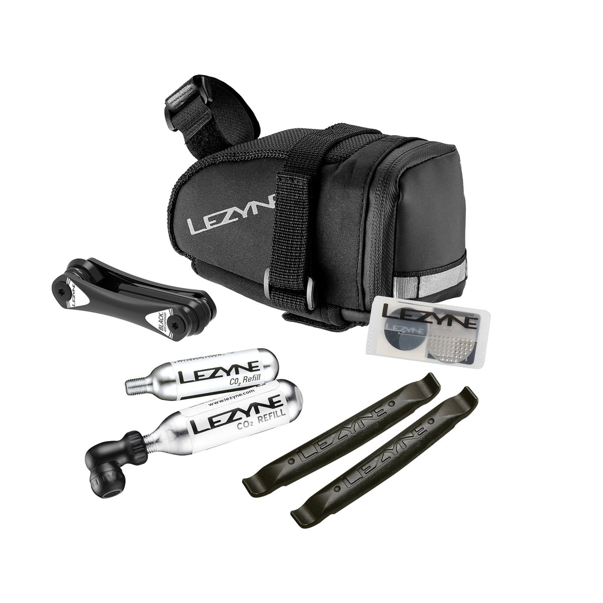 LEZYNE Caddy sadeltaske, sort, med CO2-sæt