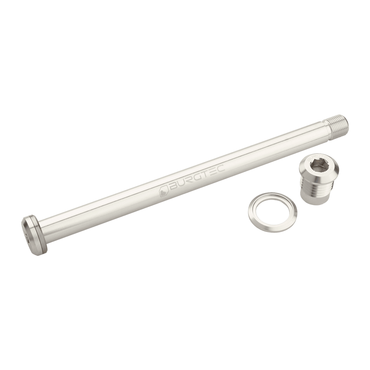 Baghjulsakse BURGTEC 174mm til Yeti-ramme Sølv