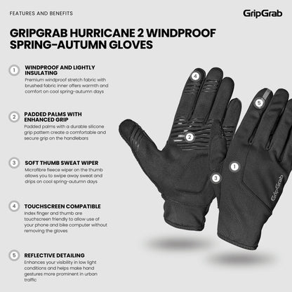 Gants GRIPGRAB HURRICANE 2 WINDPROOF SPRING AUTUMN Jaune