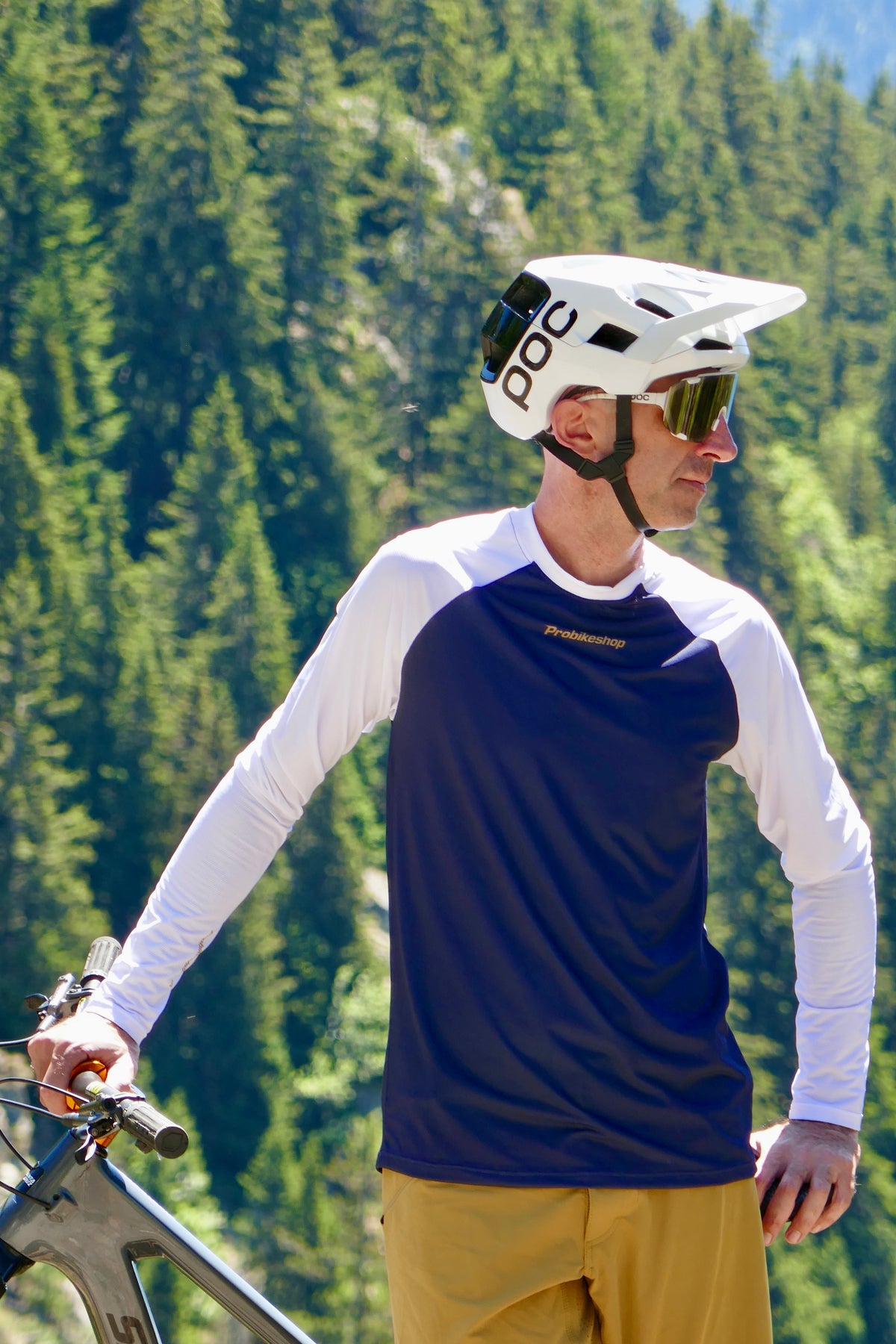 Tröja PROBIKESHOP By CHEF DE FILE FREERIDE Långa Ärmar Marinblå/Vit