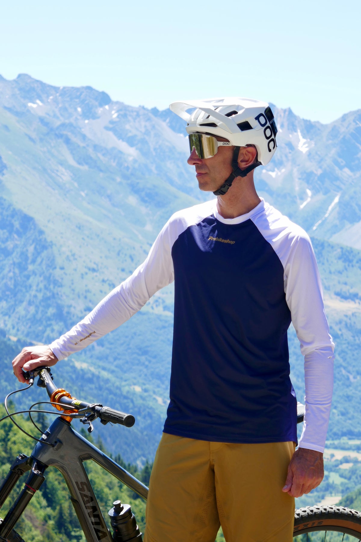 Tröja PROBIKESHOP By CHEF DE FILE FREERIDE Långa Ärmar Marinblå/Vit