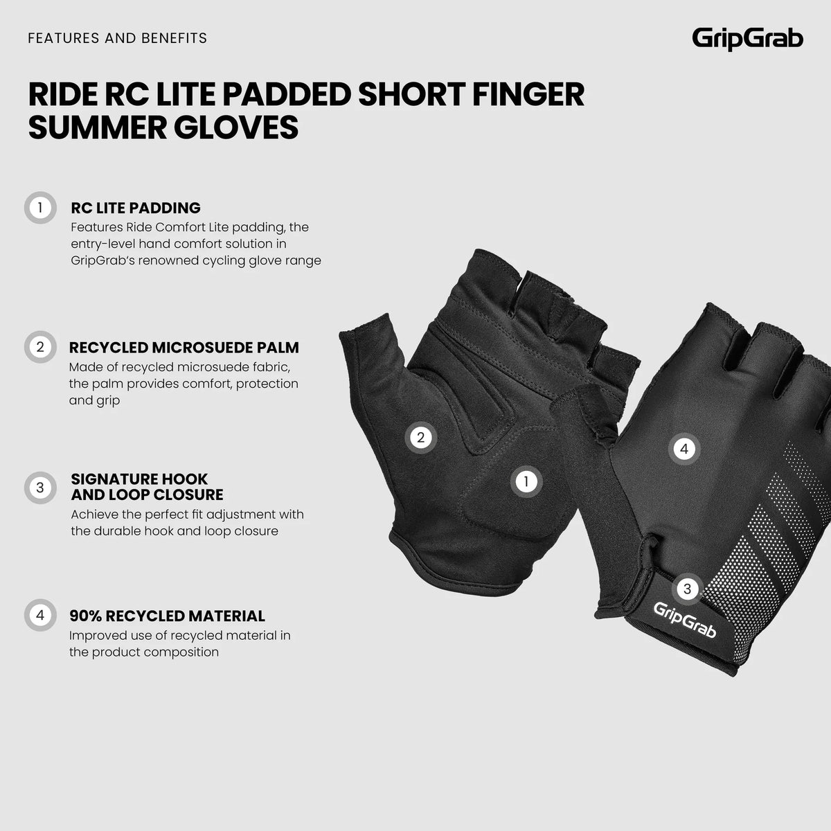 GRIPGRAB RIDE LITE Korthandskar Vit