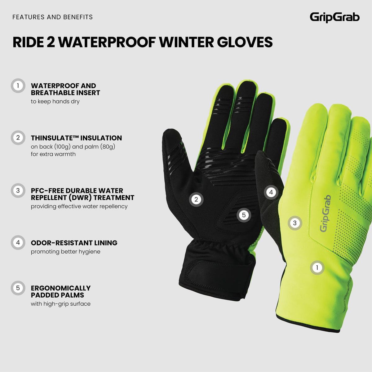 Handsker GRIPGRAB RIDE 2 WATERPROOF Gul