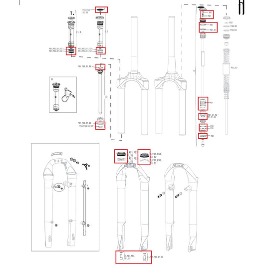 Kit de Joints Complet ROCKSHOX SOLO AIR pour Fourche #11.4018.056.000