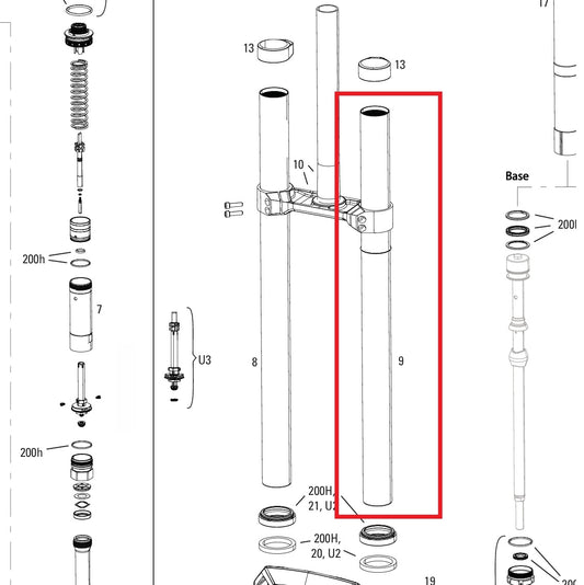 Lewy Nurek ROCKSHOX 38mm BOXXER D1+(2024+) Czarny