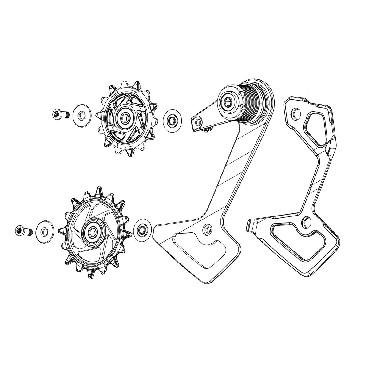 Achterderailleurkooi en Katrolwielen SRAM RED XPLR AXS E1