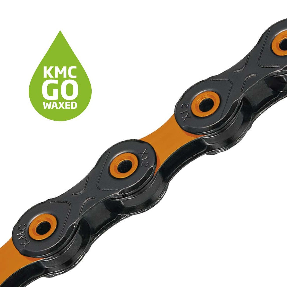 Kæde 12V KMC DLC12 Waxed Sort/Orange Vokset