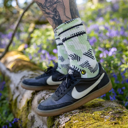 Sokker BURGTEC EVERYDAY CREW PATTERNED Hvid/Grøn