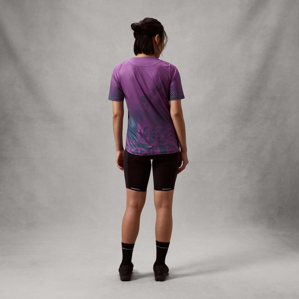 Trøje ENDURA SINGLETRACK PRINT Korte Ærmer Dame End Purple