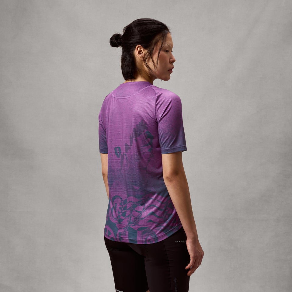 Trøje ENDURA SINGLETRACK PRINT Korte Ærmer Dame End Purple