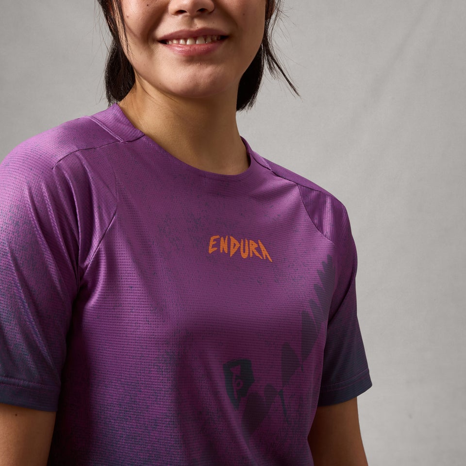 Trøje ENDURA SINGLETRACK PRINT Korte Ærmer Dame End Purple