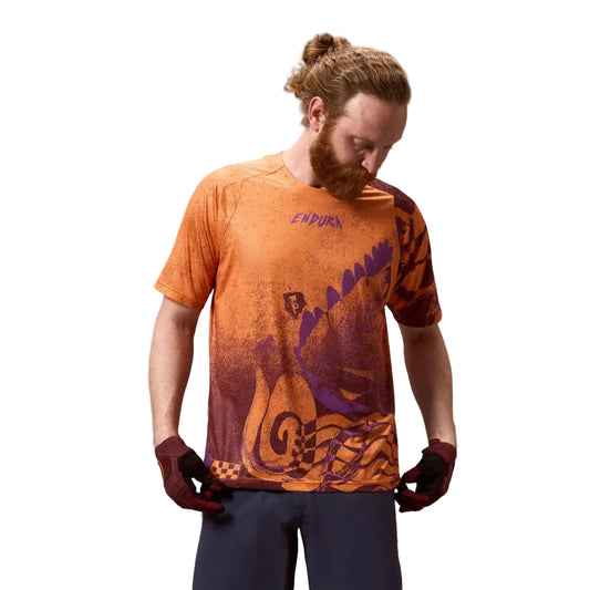 Shirt ENDURA SINGLETRACK PRINT Korte Mouwen End Oranje