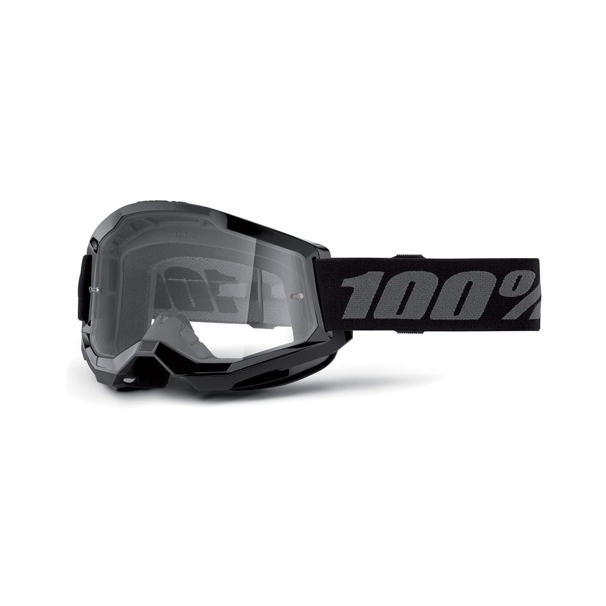 100% STRATA 2 Black Goggles Clear Lens