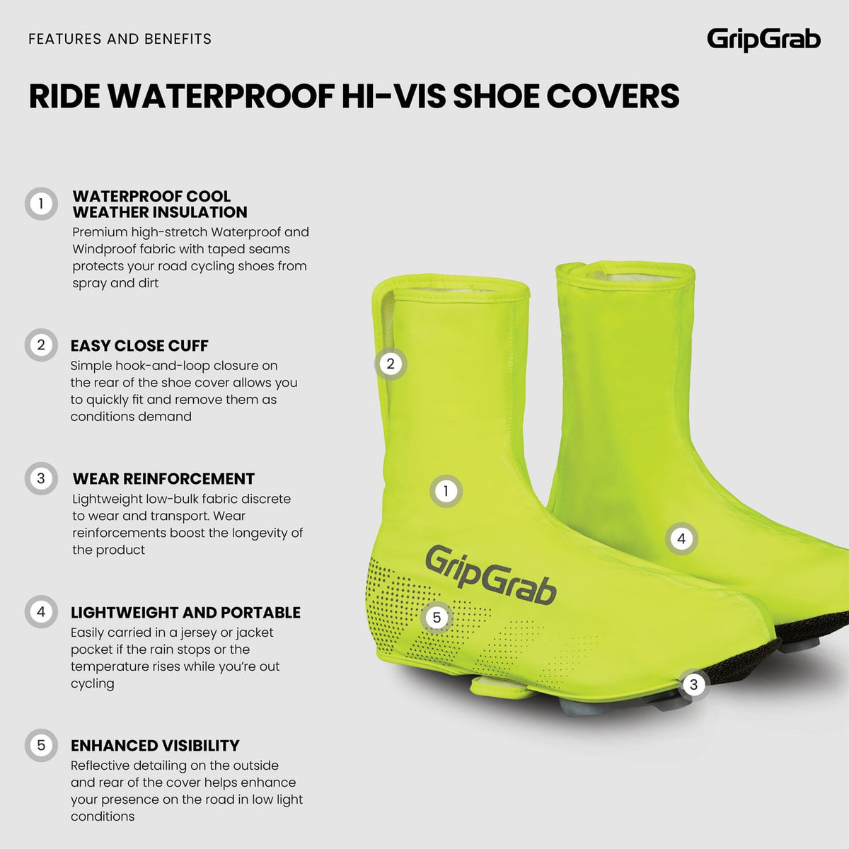 GRIPGRAB RIDE Hi-ViIS WATERPROOF Overshoes Yellow