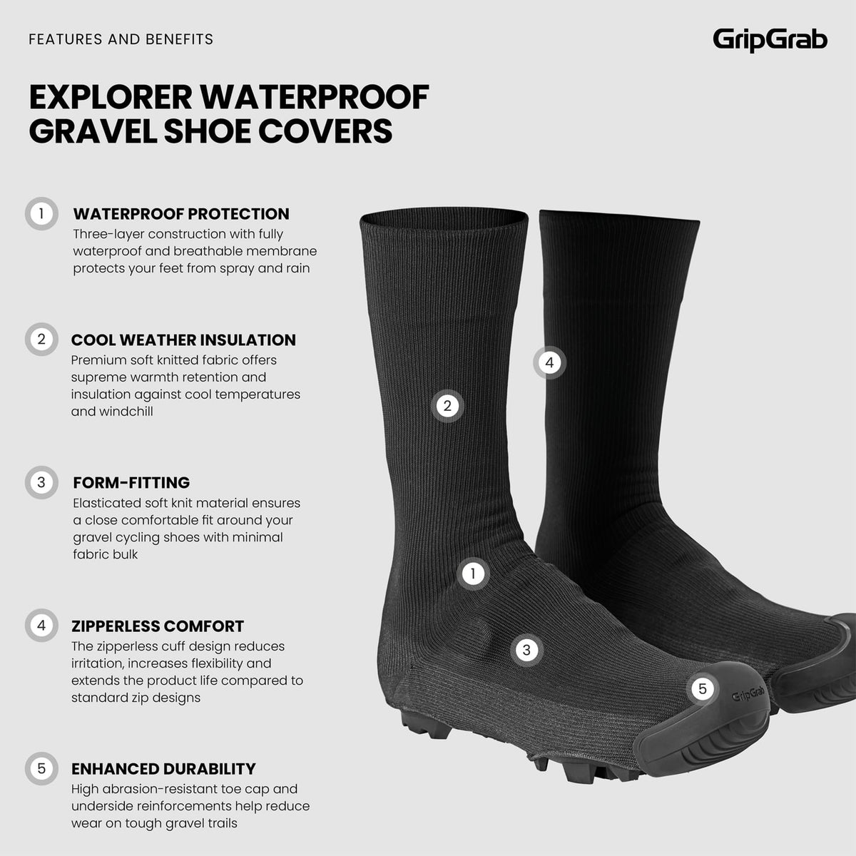 GRIPGRAB EXPLORER WATRPROOF GRAVEL Overshoes Black