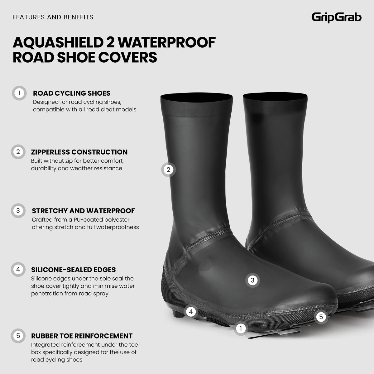 GRIPGRAB AQUASHIELD 2 WATERPROOF ROAD skoovertræk i sort