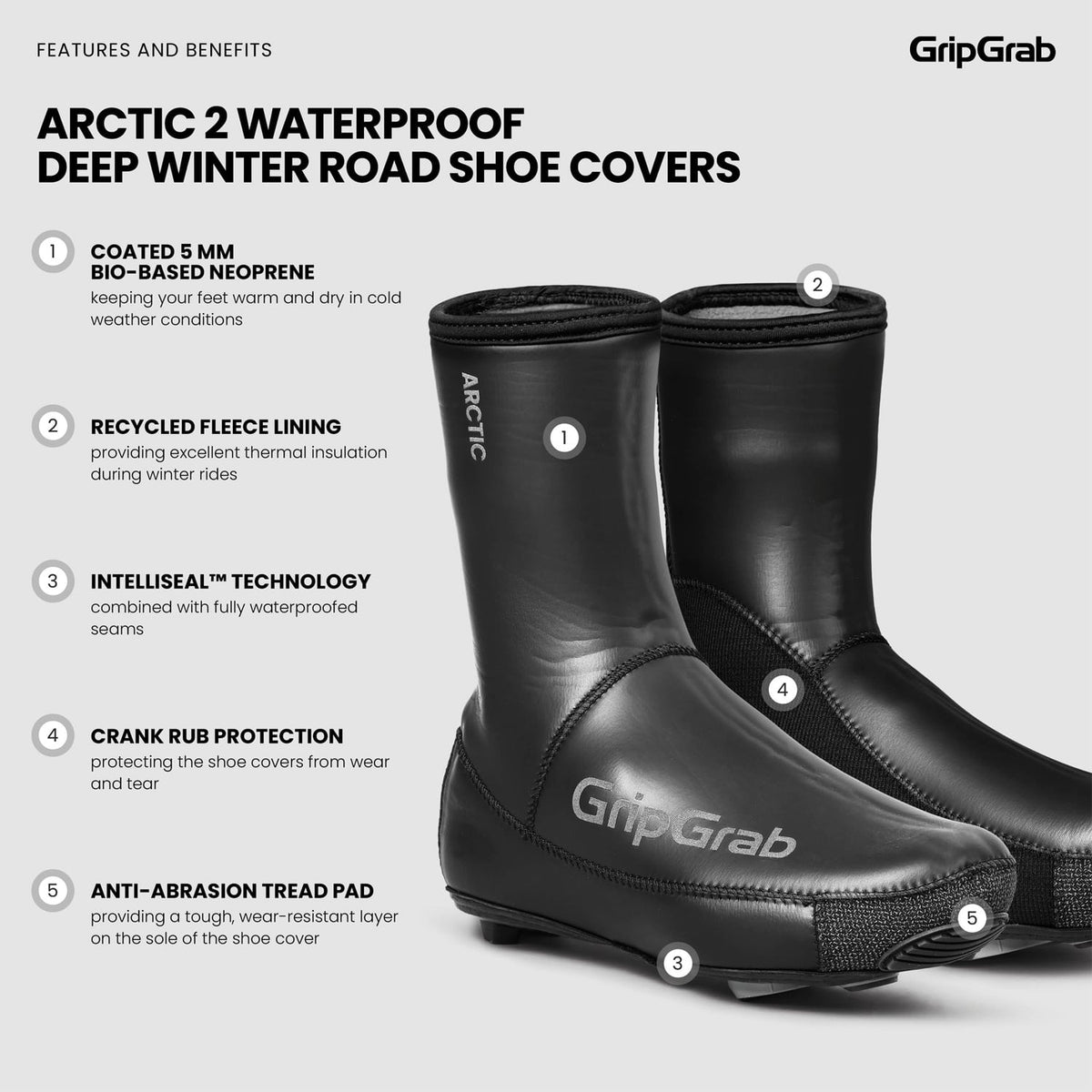 GRIPGRAB ARTIC 2 WATERPROOF ROAD Overshoes Black