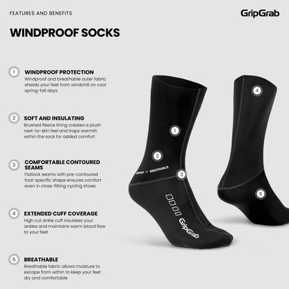 GRIPGRAB WINDPROOF SPRING AUTUMN Socks Black