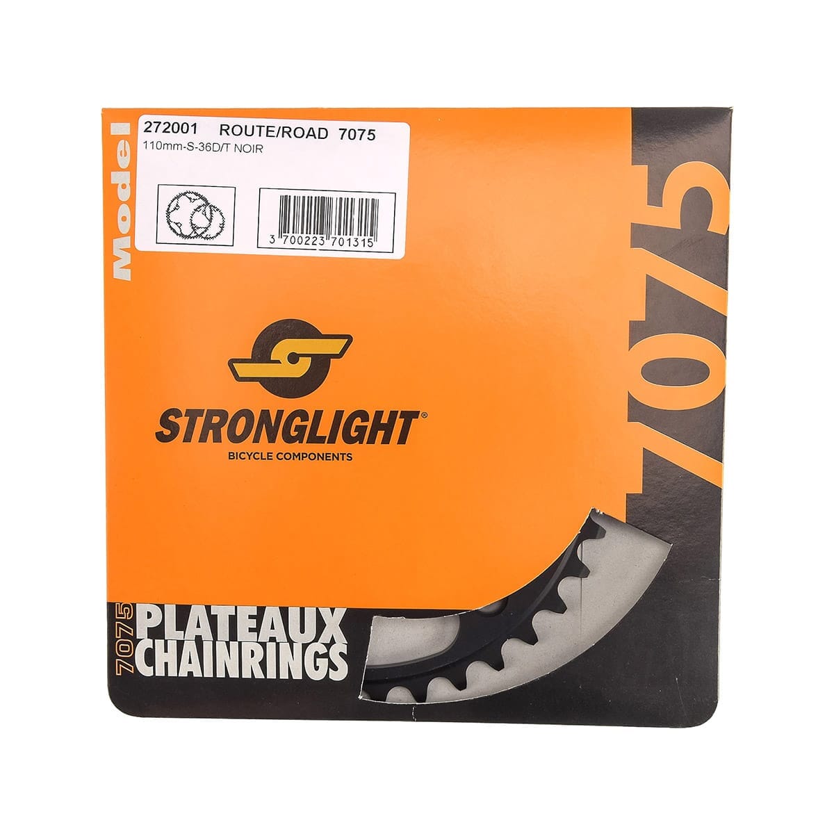 Inner Chainring 9/10S STRONGLIGHT ALU 7075 Type S 110 mm Black